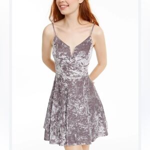 City Studio Juniors Gray Sparkle Spaghetti Strap Fit and Flare Dress Sz 5